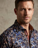 Brown Paisley Print Long Sleeve Men`s Shirt