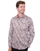 Brown Paisley Print Shirt with Matching Handkerchief-Makrom