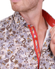 Brown Paisley Print Shirt with Matching Handkerchief-Makrom