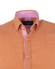 Brown Plain Linen Short Sleeve Shirt-Makrom