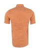 Brown Plain Linen Short Sleeve Shirt-Makrom