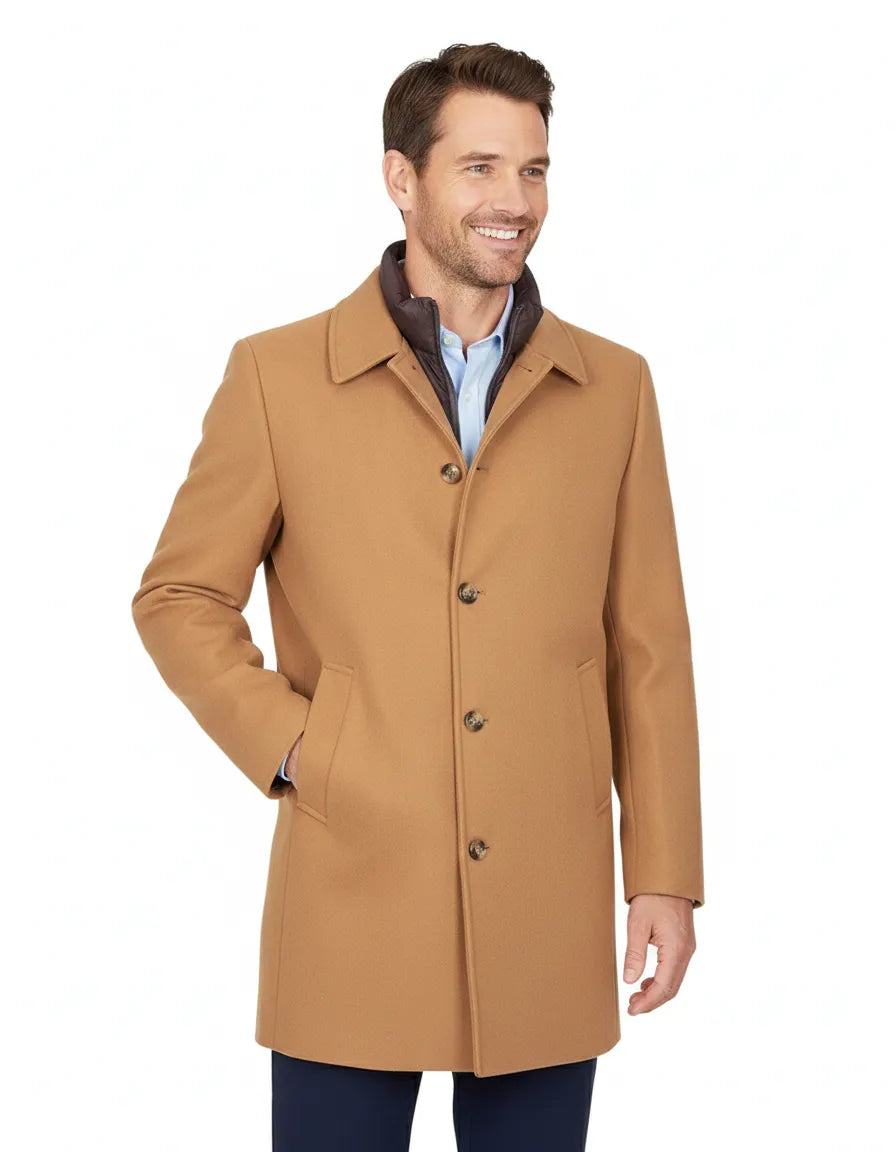 Brown Overcoat with Removable Quilted Inner Layer