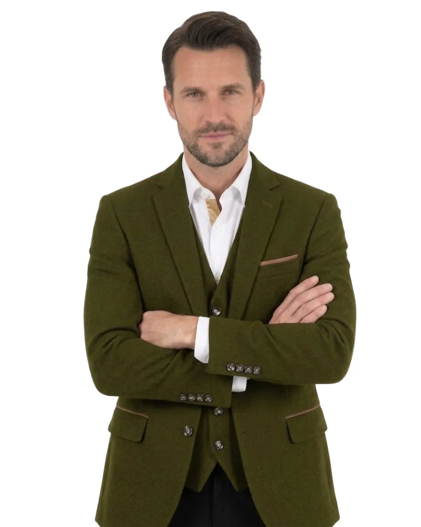 Brown Fashion Blazer and Waistcoat With Piping