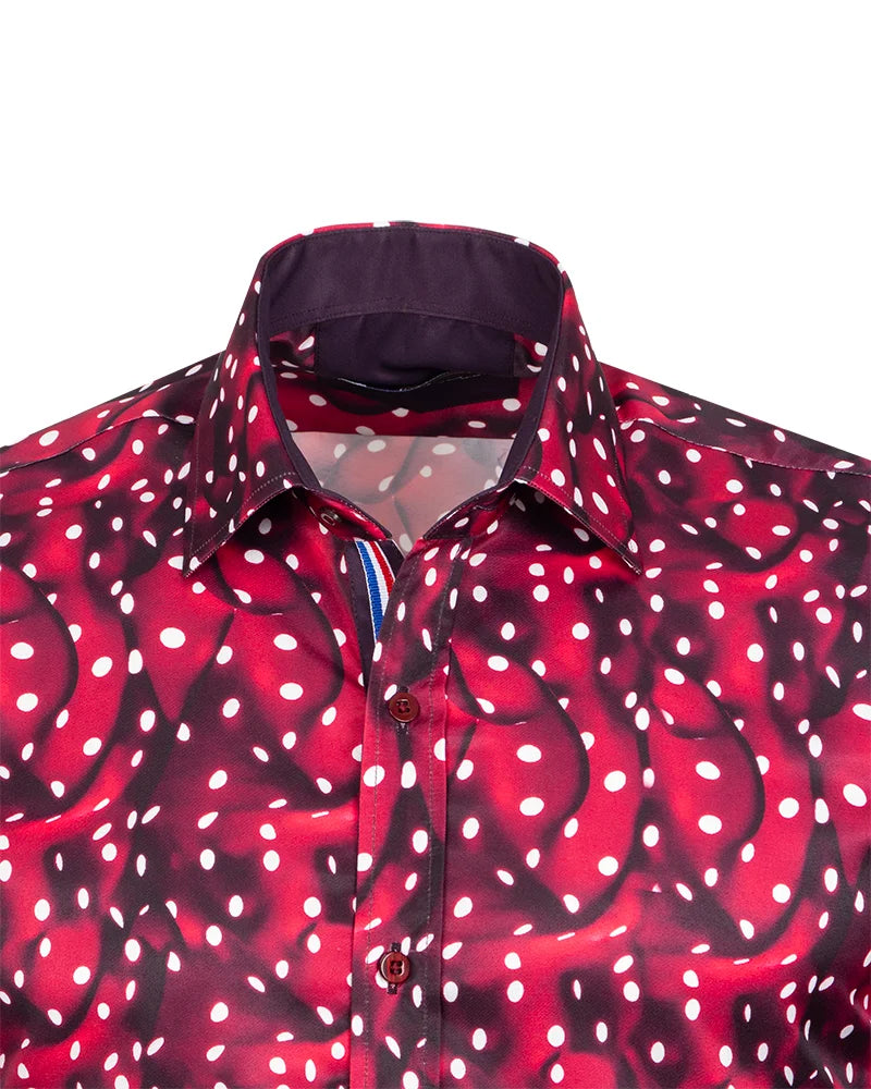 Burgundy Abstract Polka Print-Makrom