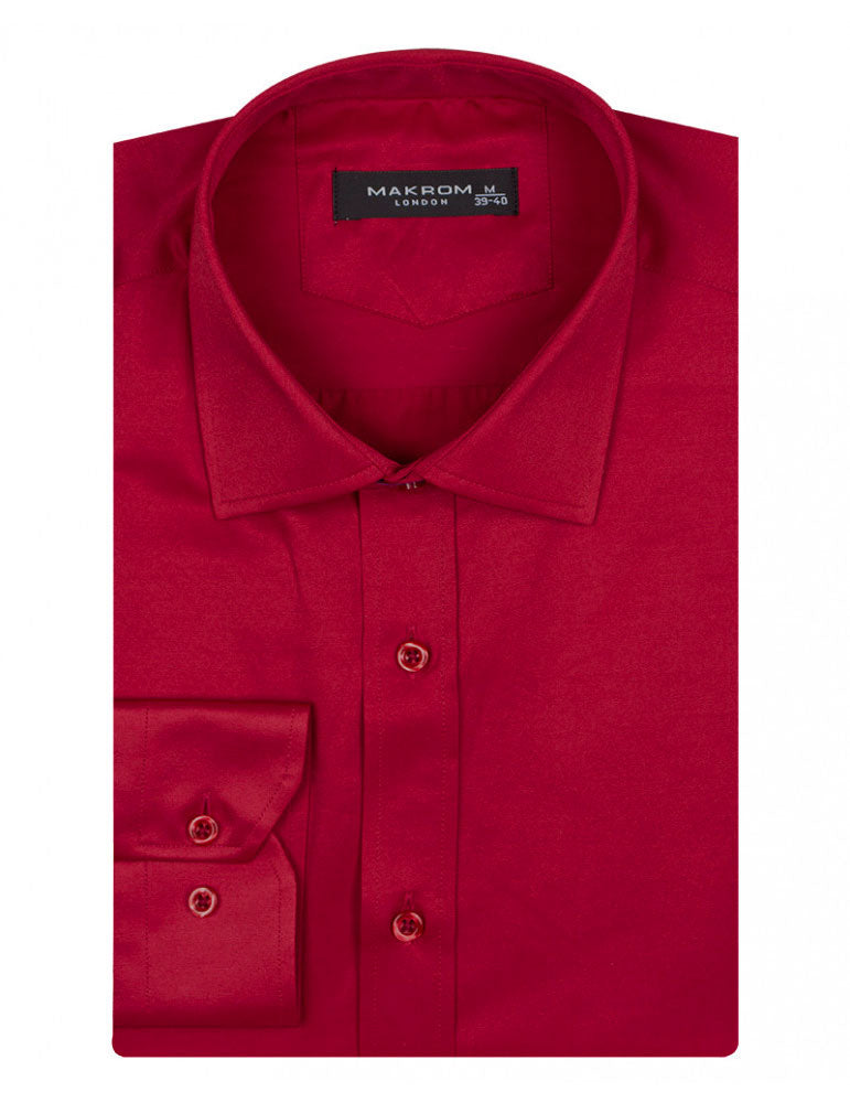 Burgundy Classic Single Cuff Men's Shirt-Makrom