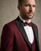 Burgundy Contrasting Lapel Blazer & Waistcoat