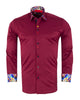Burgundy Fashion Shirt with Colourful Collar Tip Design-Makrom