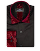 Burgundy Fashion Shirt with Sequin Collar & Sleeve Design-Makrom