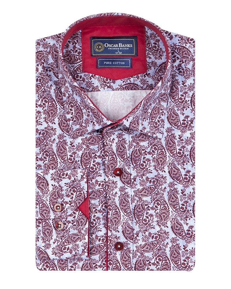 Burgundy Paisley Print with Matching Handkerchief-Makrom