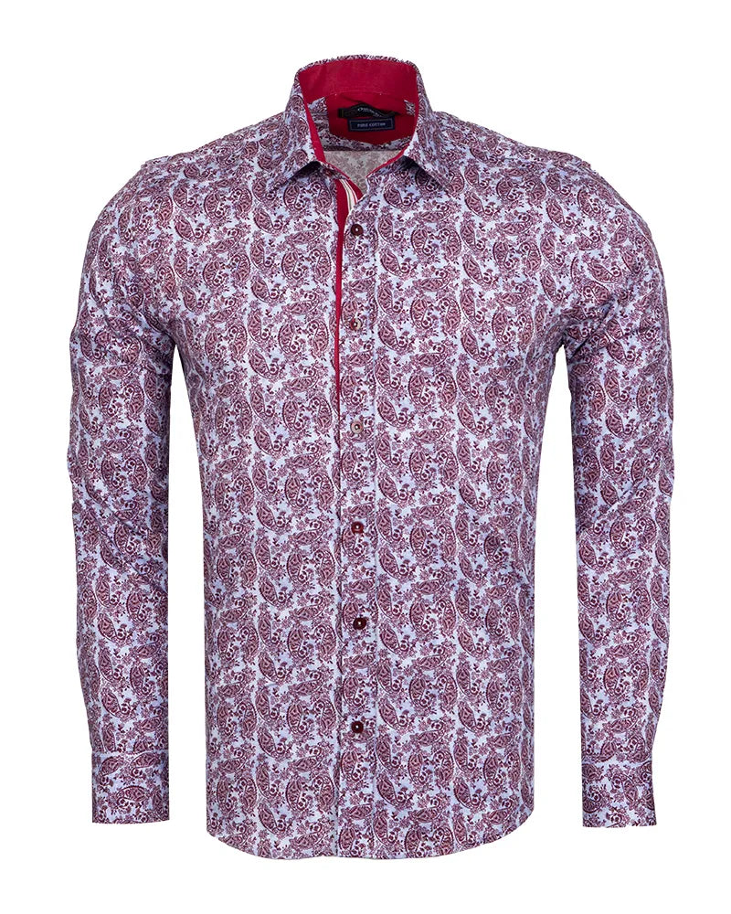 Burgundy Paisley Print with Matching Handkerchief-Makrom