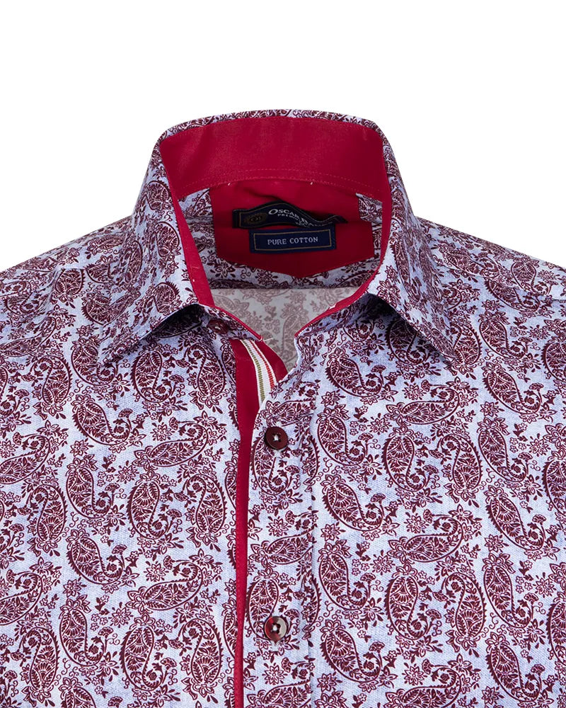 Burgundy Paisley Print with Matching Handkerchief-Makrom