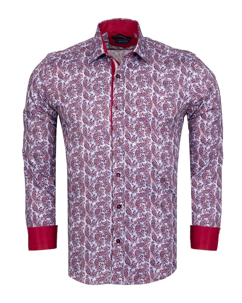 Burgundy Paisley Print with Matching Handkerchief-Makrom