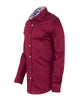 Burgundy Plain Colourful Stitching & Button Pure Cotton Shirt-Makrom