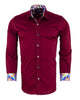 Burgundy Plain Colourful Stitching & Button Pure Cotton Shirt-Makrom