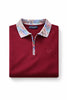 Burgundy Polo T-Shirt With Paisley Collar-Makrom