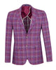 Burgundy Prince Of Wales Check Mens Blazer-Makrom