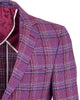 Burgundy Prince Of Wales Check Mens Blazer-Makrom