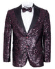 Burgundy Sequin Design Blazer with Matching Bow Tie-Makrom