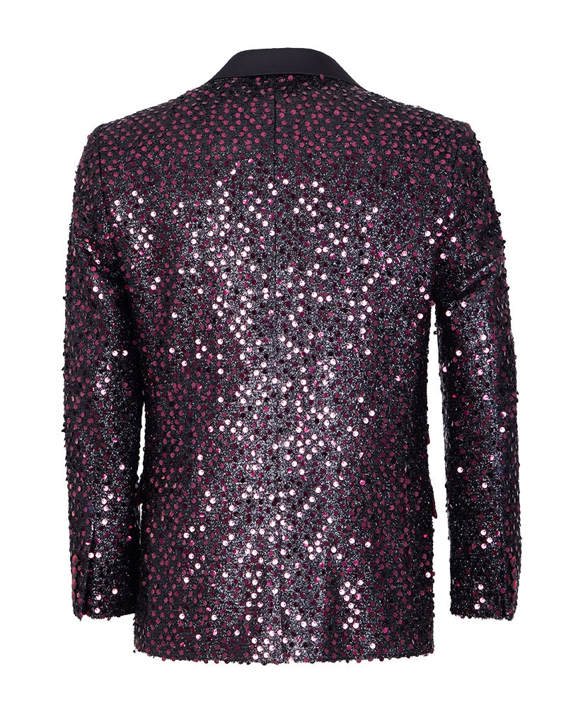 Burgundy Sequin Design Blazer with Matching Bow Tie-Makrom
