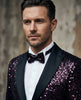 Burgundy Sequin Design Blazer with Matching Bow Tie