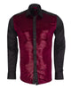 Burgundy Sequin Fashion Shirt with Plain Collar Tip Design-Makrom
