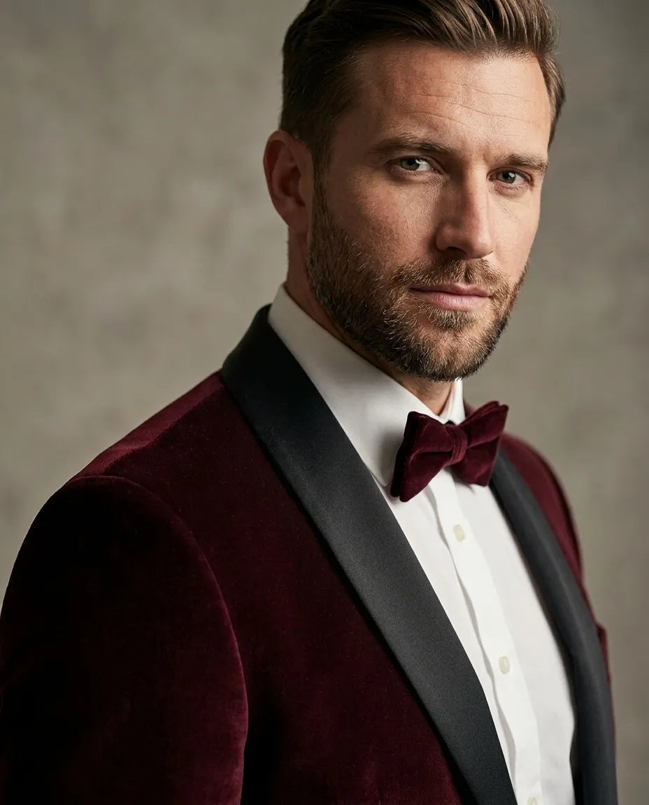 Burgundy Velvet Feel Plain Blazer