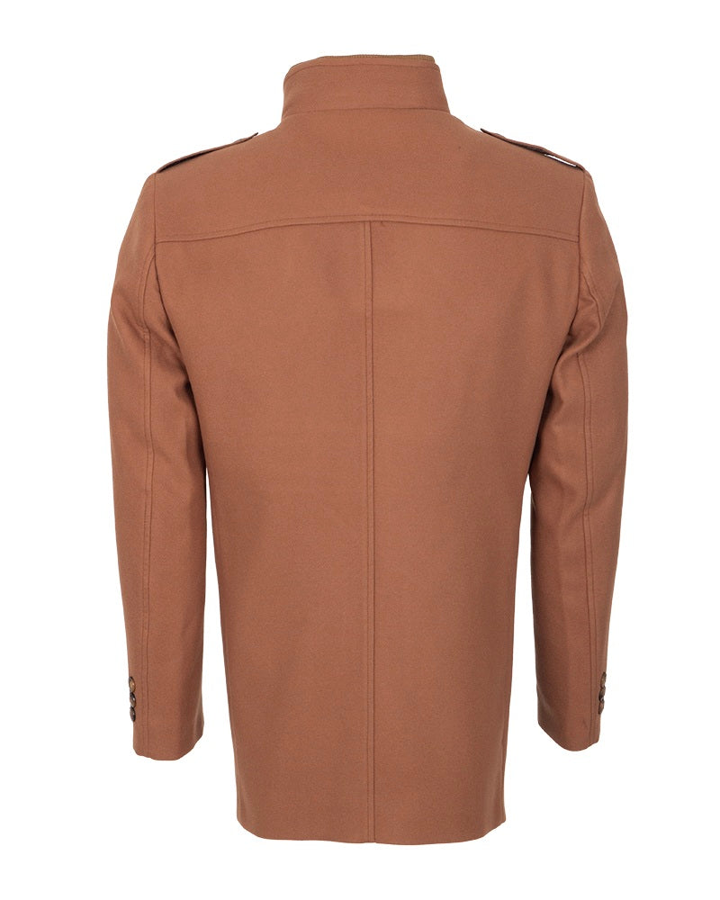 Camel Men's Overcoat with Removable Inner Layer-Makrom