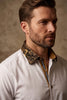 Camel Paisley Embroidery Design Collar & Cuff Shirt