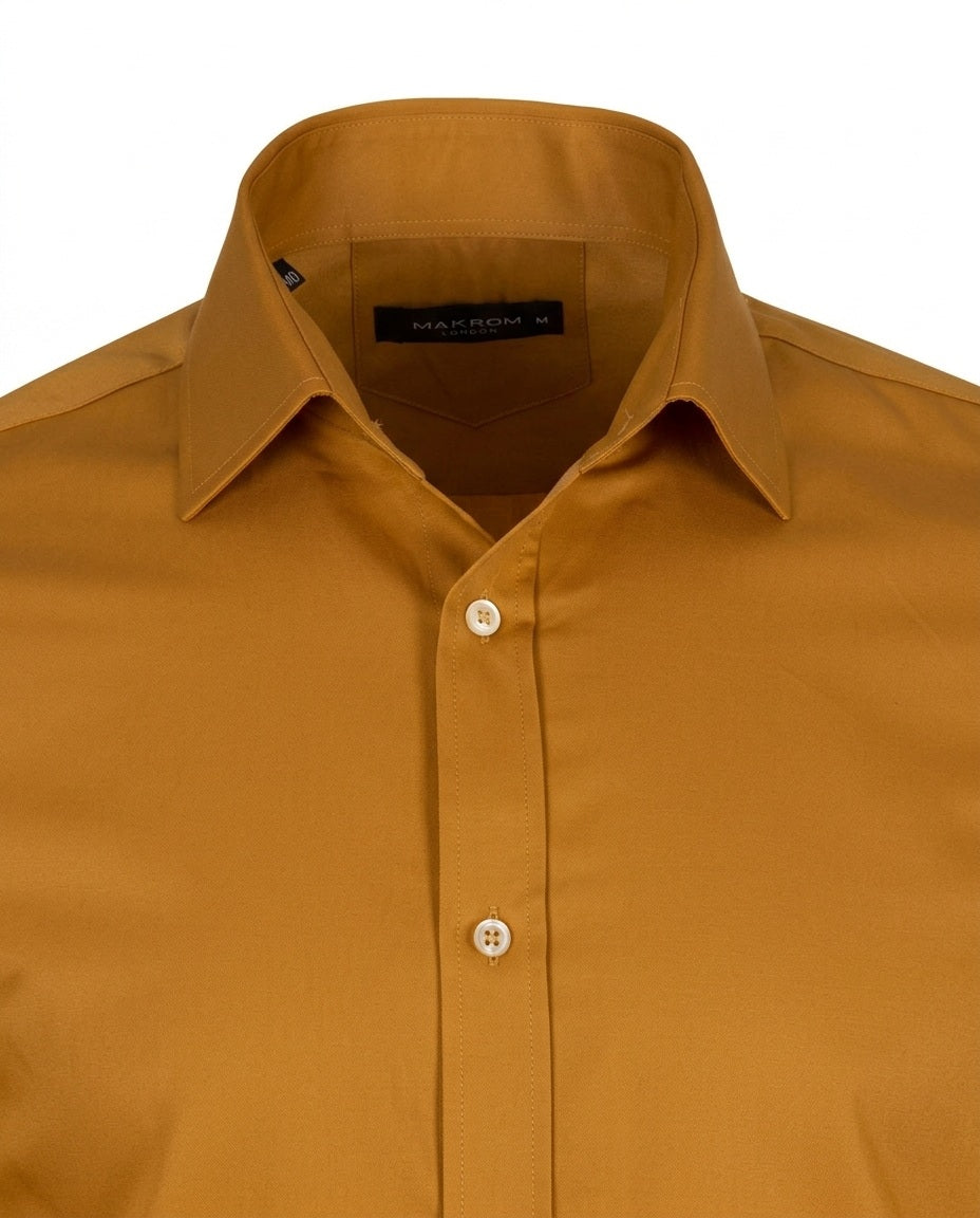 Camel Plain Double Cuff Shirt