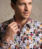 Cat Print Shirt with Matching Handkerchief