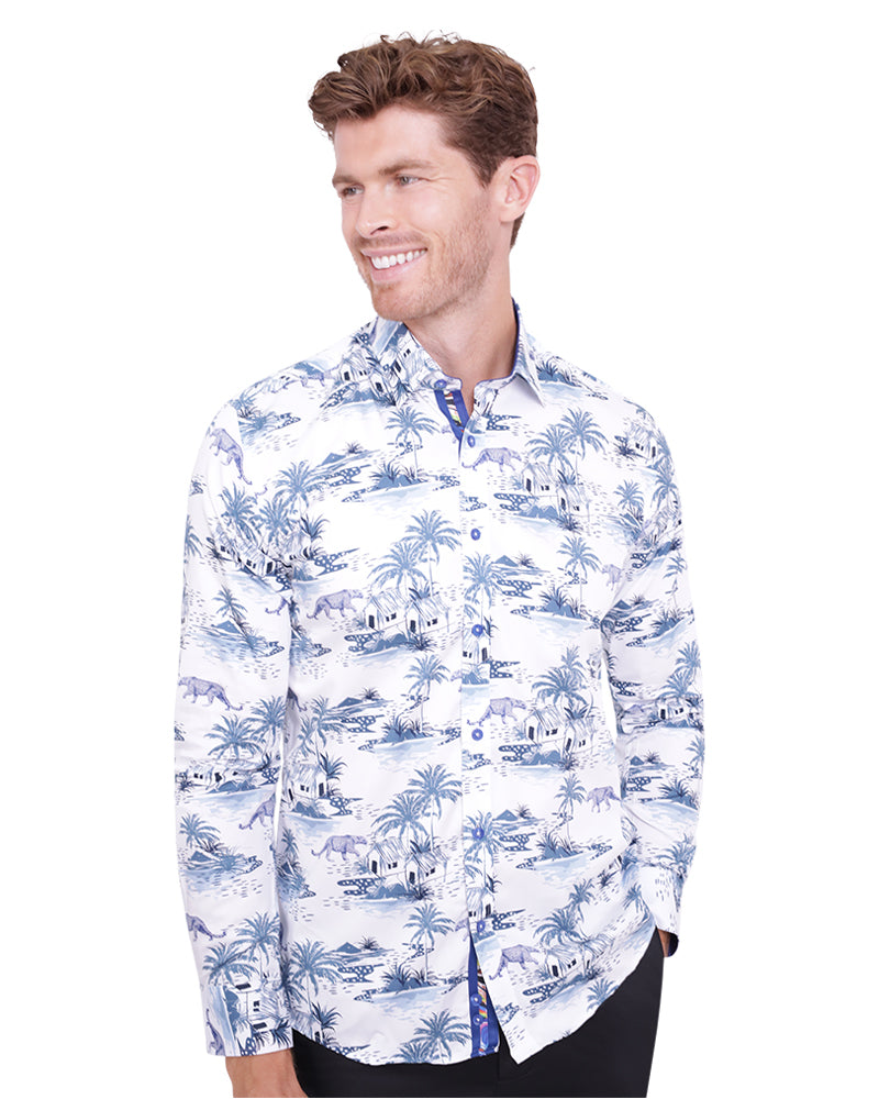 Cheetah in Jungle Print Shirt with Matching Handkerchief-Makrom