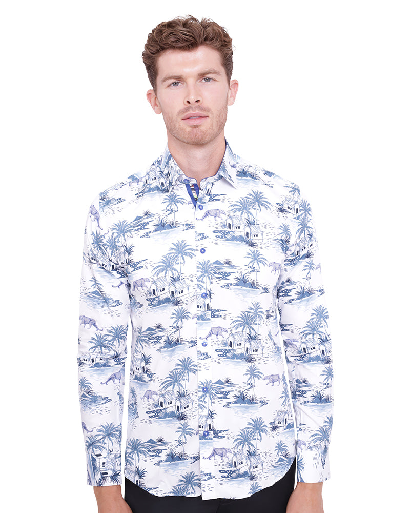 Cheetah in Jungle Print Shirt with Matching Handkerchief-Makrom
