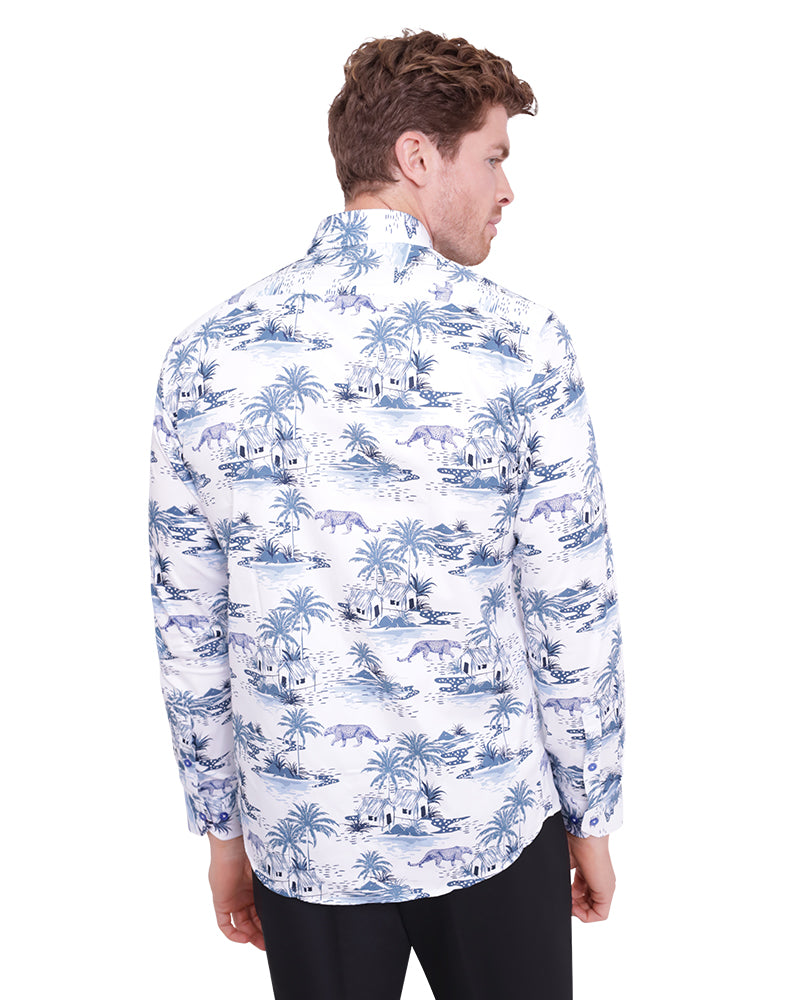 Cheetah in Jungle Print Shirt with Matching Handkerchief-Makrom