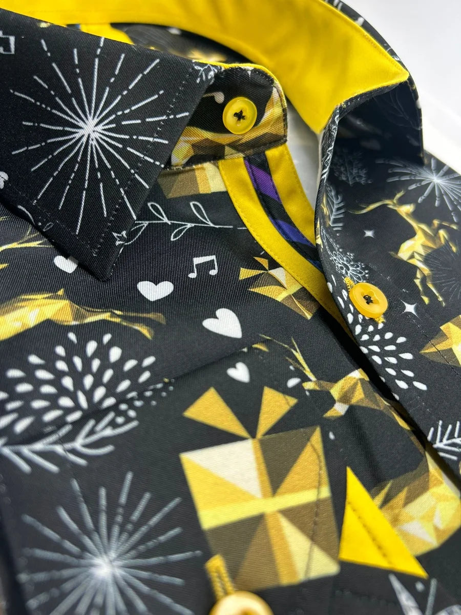 Christmas Carol Print Shirt-Makrom