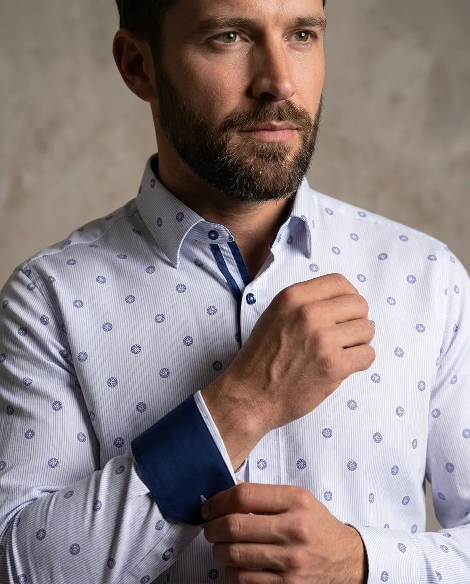 Circle Printed stripe design Pure Cotton Shirt