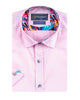 Classic Pink Short Sleeve Shirt with Colourful Paisley Insert Shirt-Makrom