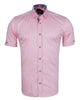 Classic Pink Short Sleeve Shirt with Colourful Paisley Insert Shirt-Makrom