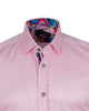 Classic Pink Short Sleeve Shirt with Colourful Paisley Insert Shirt-Makrom
