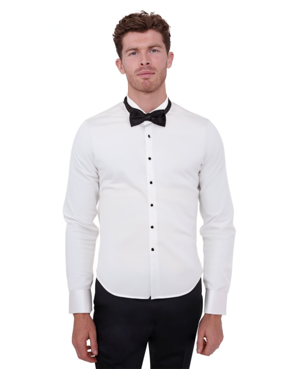 Classic Plain Wing Collar Bow Tie Men's Shirt-Makrom