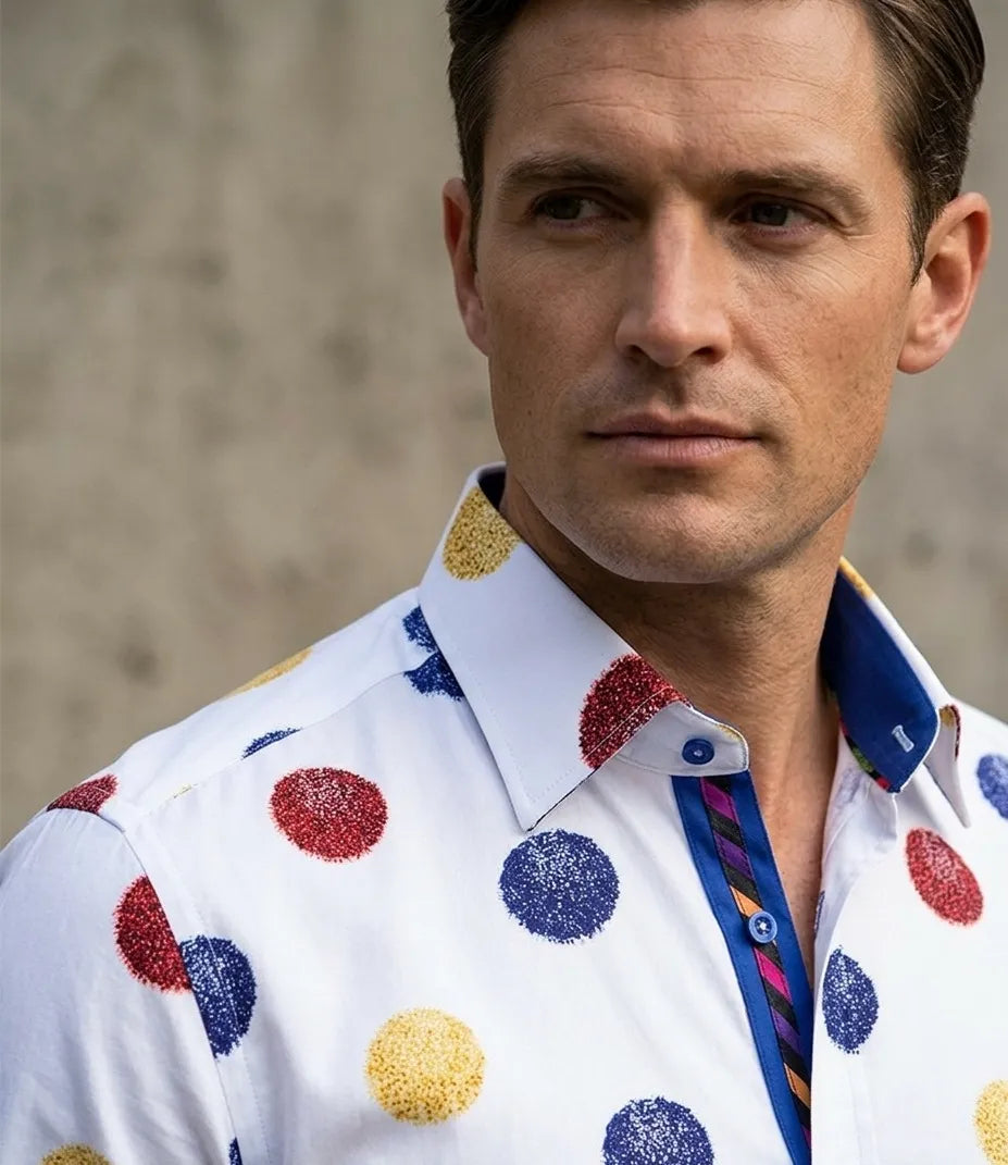 Colourful Balls Print Shirt with Matching Handkerchief
