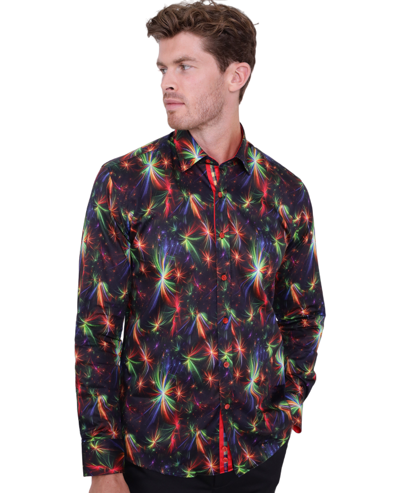 Colourful Christmas Firework Print with Matching Handkerchief-Makrom