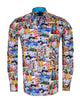 Colourful Coastal Print Men's Shirt with Matching Handkerchief-Makrom