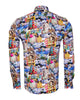 Colourful Coastal Print Men's Shirt with Matching Handkerchief-Makrom