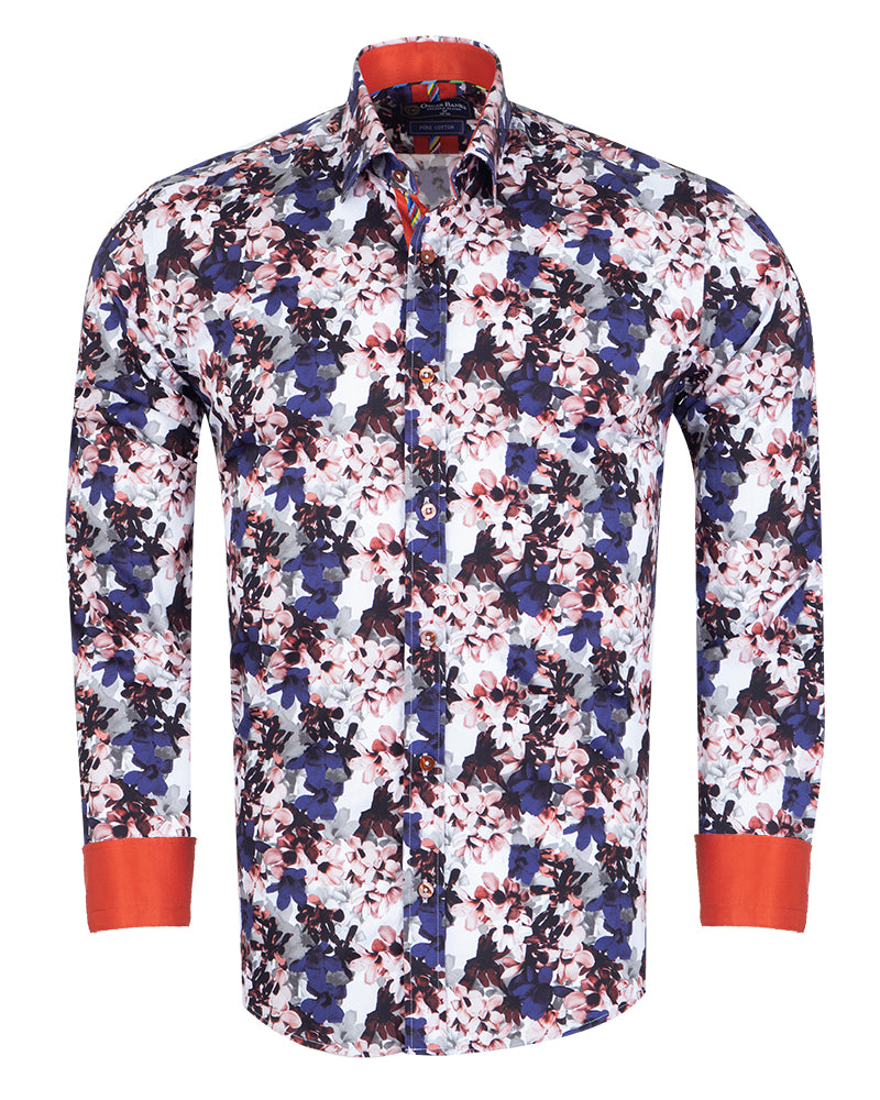 Colourful Daffodil Print Shirt with Matching Handkerchief-Makrom