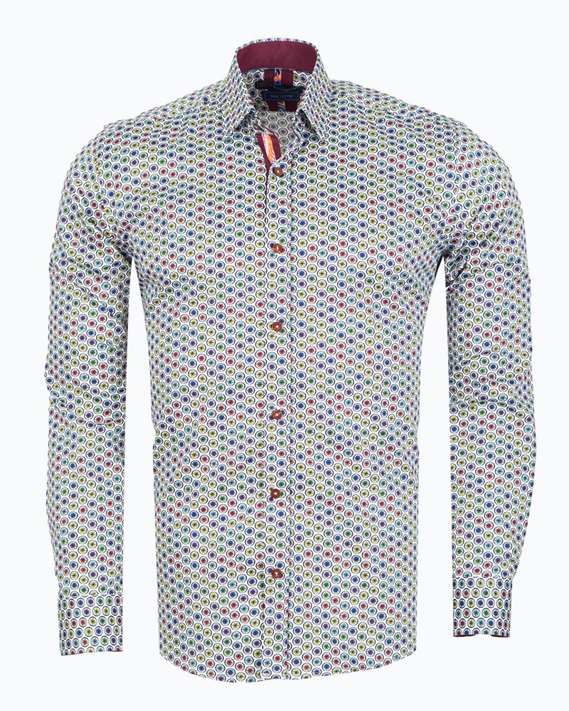 Colourful Dotted Print Shirt with Matching Handkerchief-Makrom