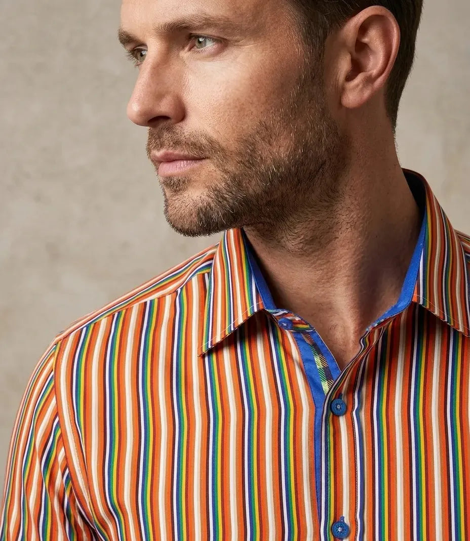 Colourful Pinstriped Print Shirt