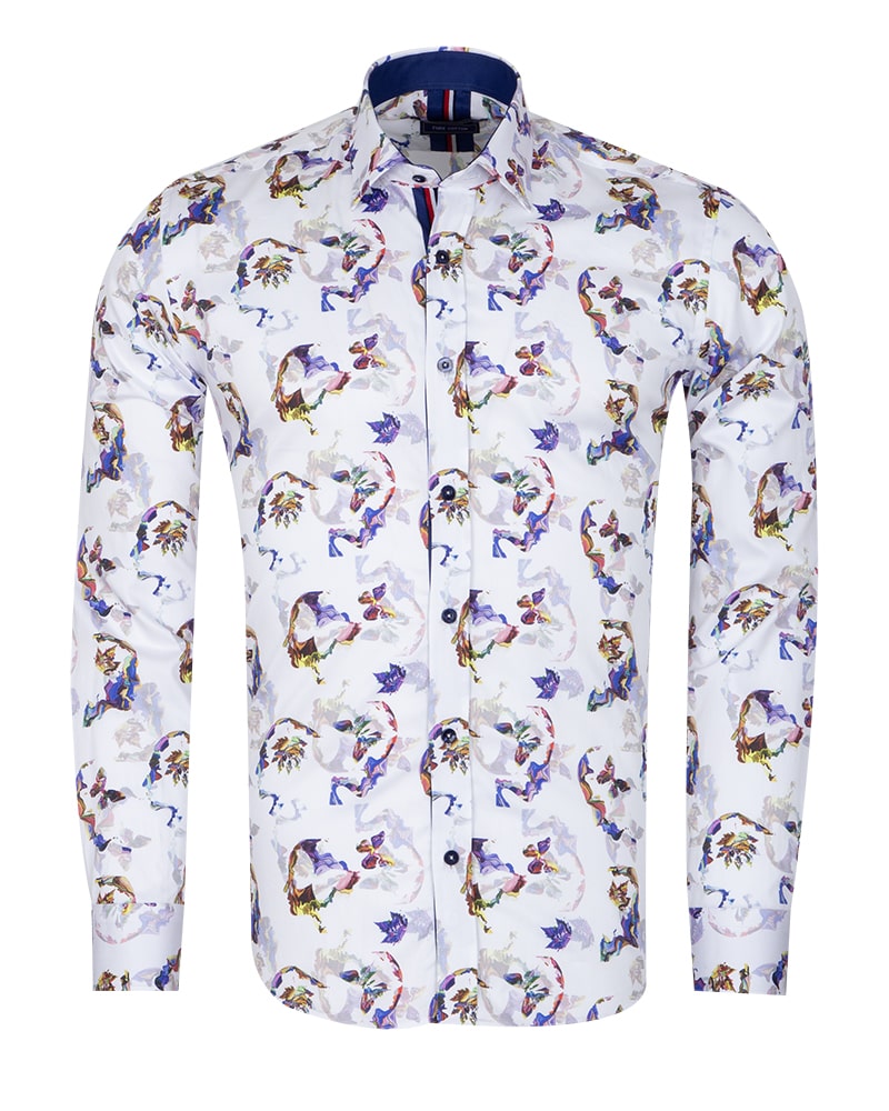 Colourful Silhouette Print Shirt with Matching Handkerchief-Makrom
