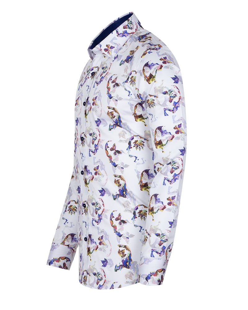 Colourful Silhouette Print Shirt with Matching Handkerchief-Makrom