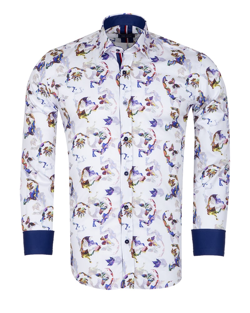 Colourful Silhouette Print Shirt with Matching Handkerchief-Makrom