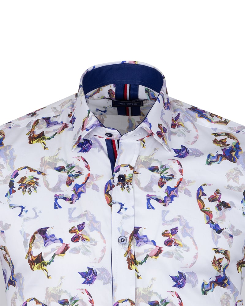Colourful Silhouette Print Shirt with Matching Handkerchief-Makrom